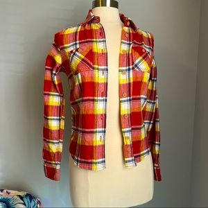 American Eagle Outfitters Plaid Flannel Long Sleeve Cotton Shirt